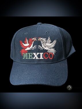 VTG JFH Headwear Mexico Roosters Fighting Cocks Velcro Hat Navy Blue NWT